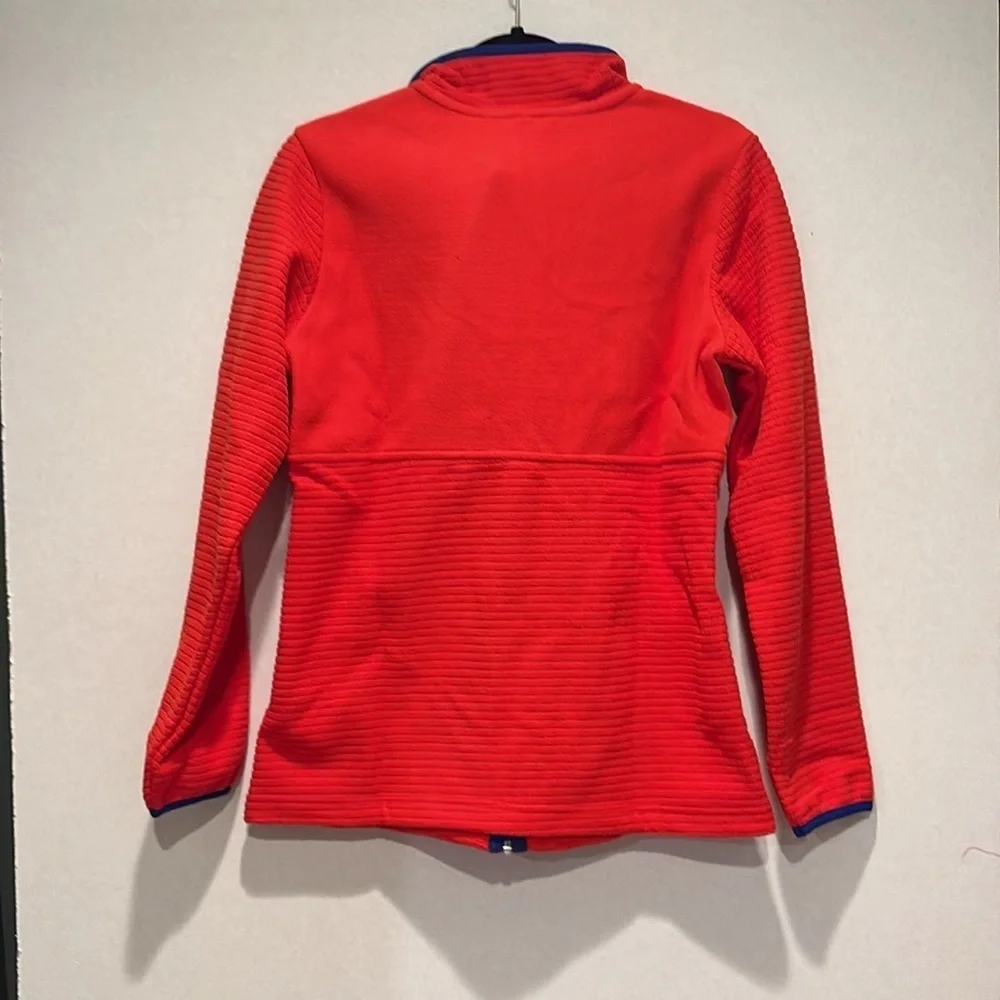 Lands' End - ladies grid Fleece Zip Up Jacket.  Size Small.  NWT. Orange